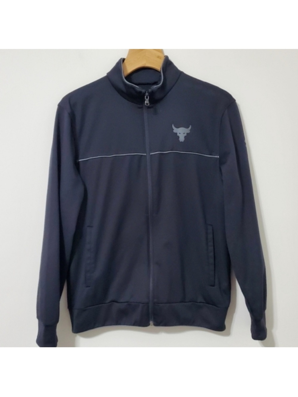 Under Armour Men's Black Full-Zip Track Jacket with Bull Logo